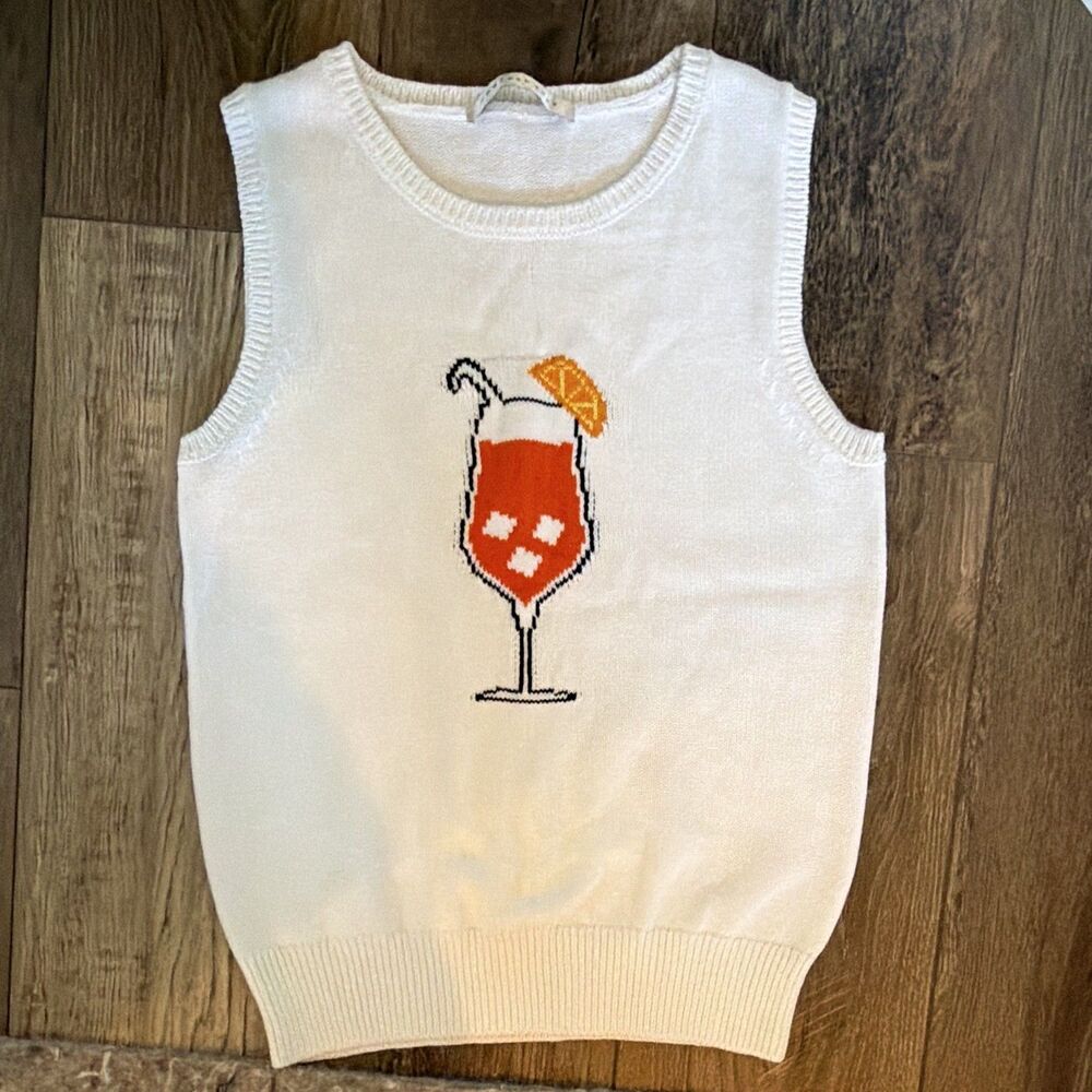 Endless Rose Anthropologie Spritz Sweater Vest Ivory Knit Sleeveless, Med, NWOT
